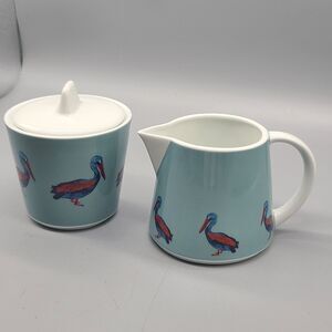 Animaux de Cuisine Fabienne Chapot Pelican Home Bird Creamer+Sugar Bowl Blue